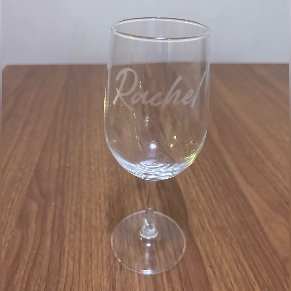 “Rachel” Etched Wine Glass - Minor Flaw - New and Unused